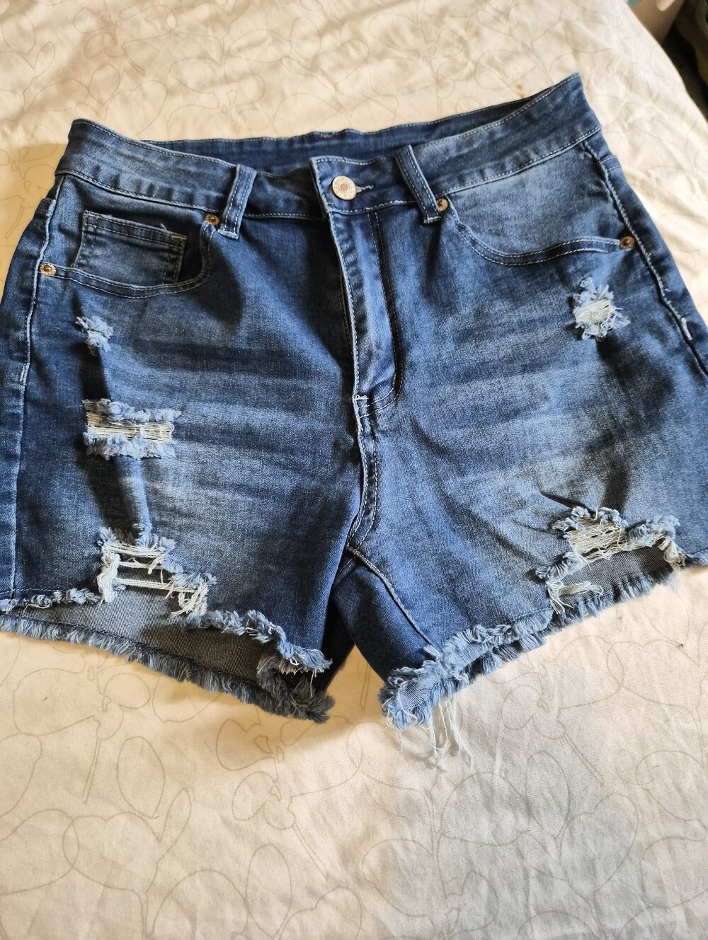 Silver Jeans Blue Distressed Denim Shorts